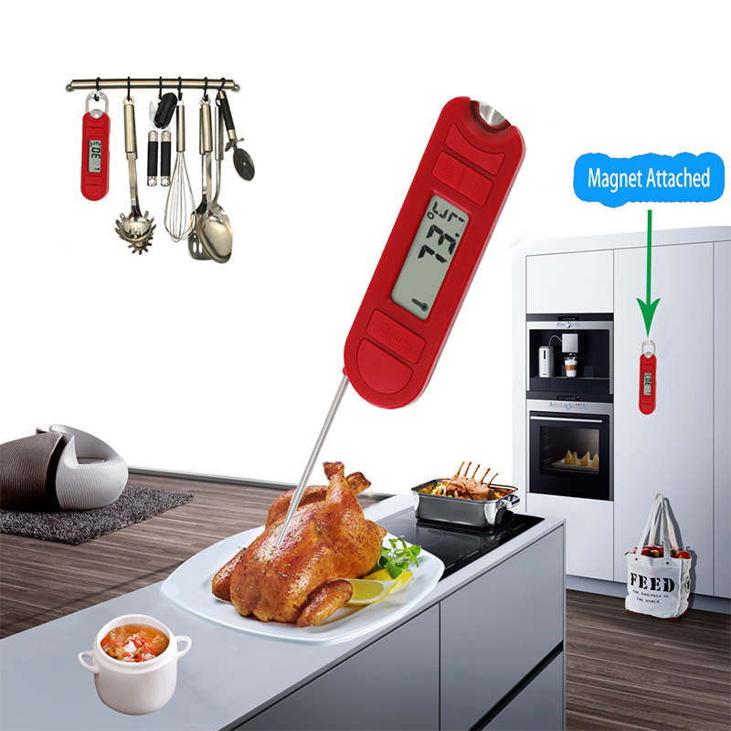 2019 أدوات المطبخ الأحمر الرقمي للأغذية اللحوم ميزان الحرارة للشواء شواء الطبخ