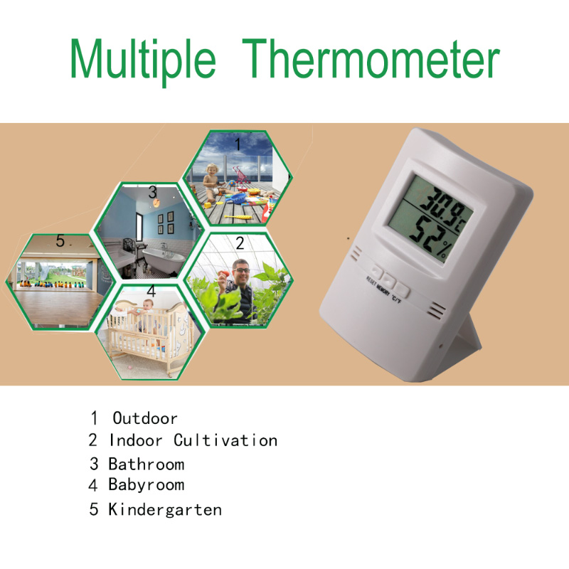 رقيقة جدا ومرة ​​واحدة LCD ميزان الحرارة الرقمي والرطوبة + -1C + -5 ٪ RH Hygrothermograph